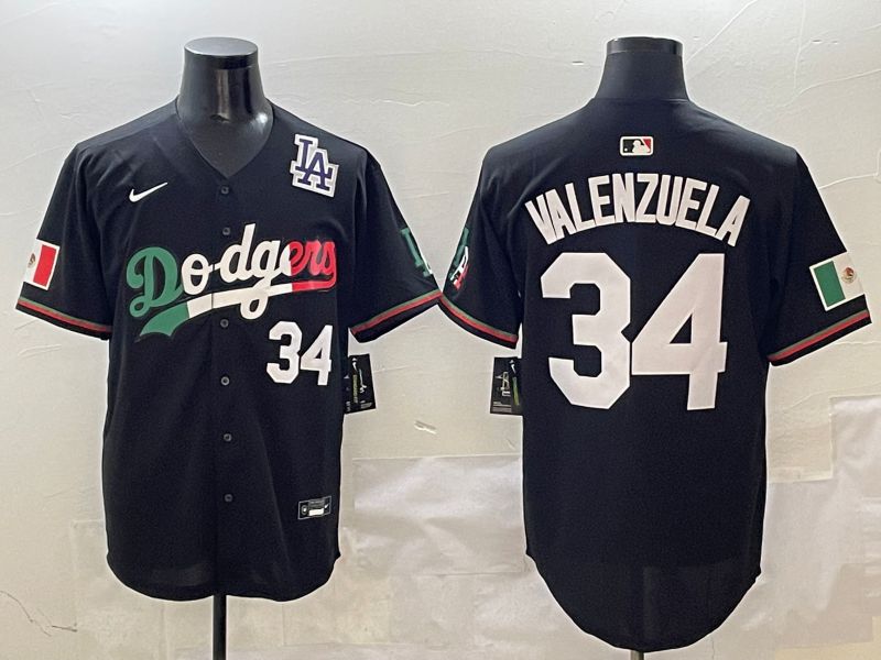 Men Los Angeles Dodgers 34 Valenzuela Black Mexico 2025 Nike MLB Jersey style 5